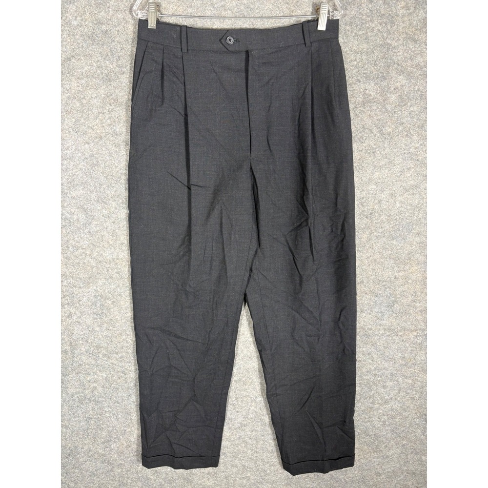 VERSINI Men's Wool Pleated Dress Pants Charcoal Gray Size 34 Long